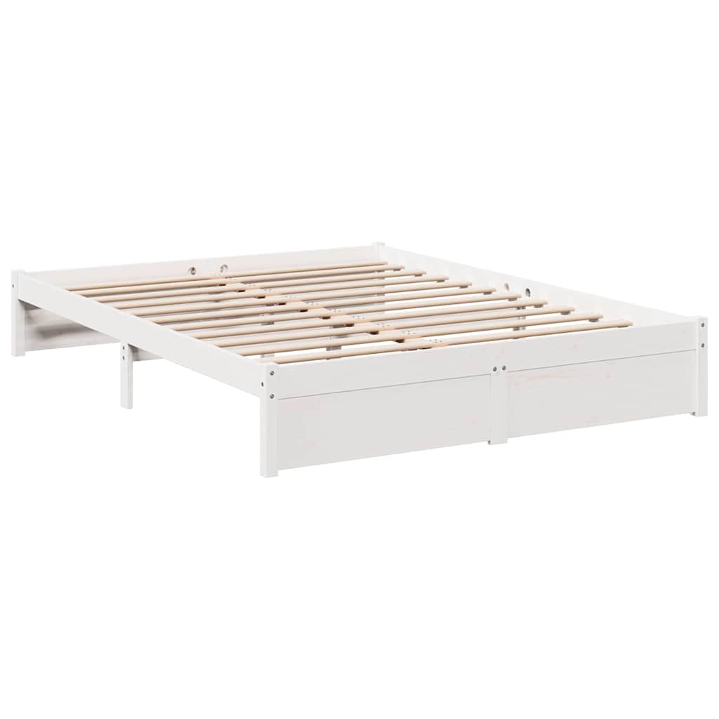 Cama com estante sem colchão 140x190 cm pinho maciço branco