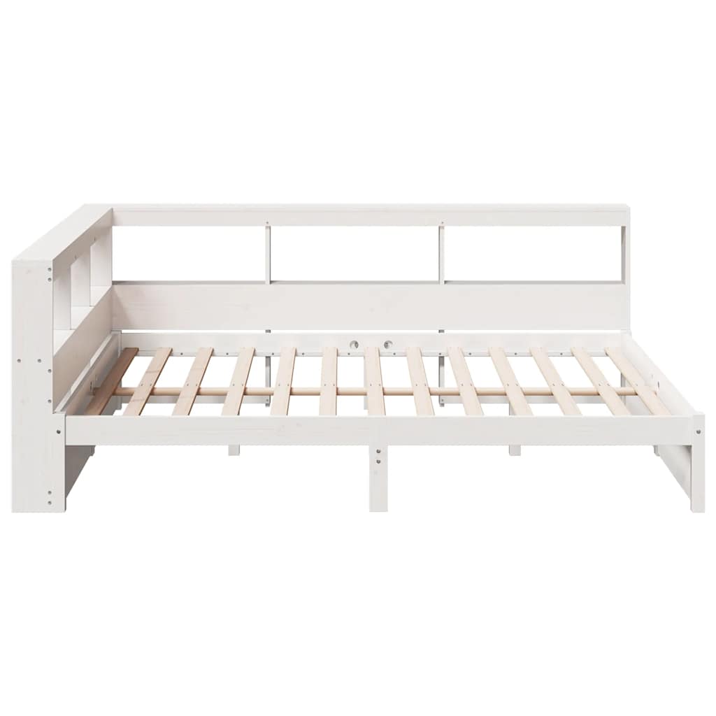 Cama com estante sem colchão 140x190 cm pinho maciço branco