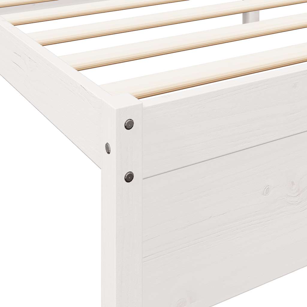 Cama com estante sem colchão 140x190 cm pinho maciço branco