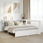 Cama com estante sem colchão 140x190 cm pinho maciço branco