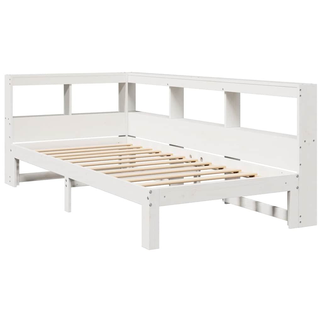 Cama com estante sem colchão 100x200 cm pinho maciço branco