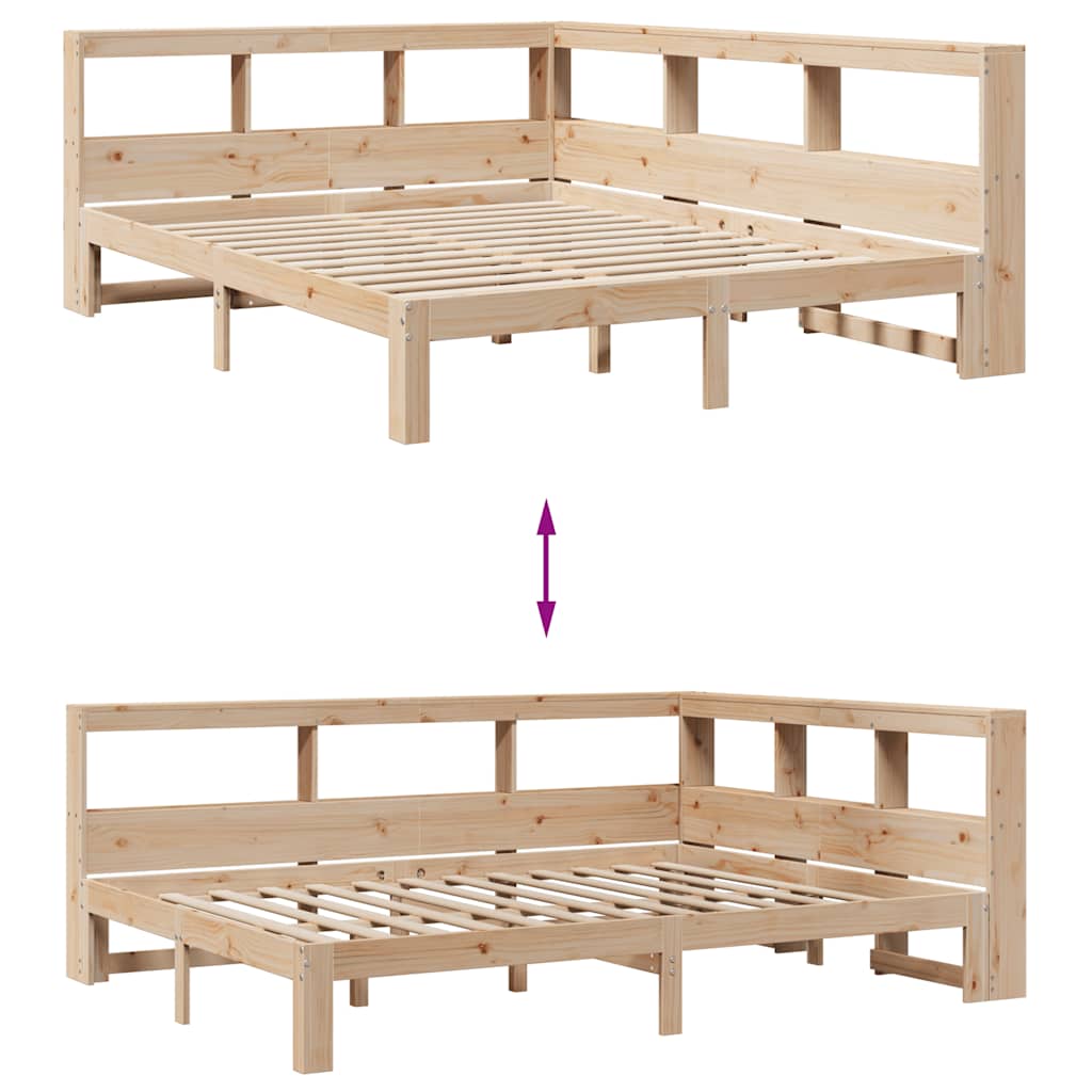 Cama com estante sem colchão 140x190 cm pinho maciço