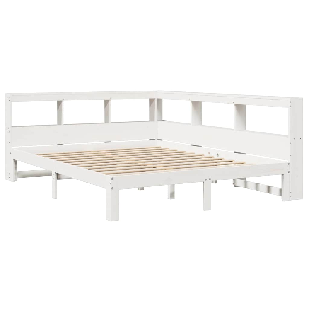 Cama com estante sem colchão 140x190 cm pinho maciço branco