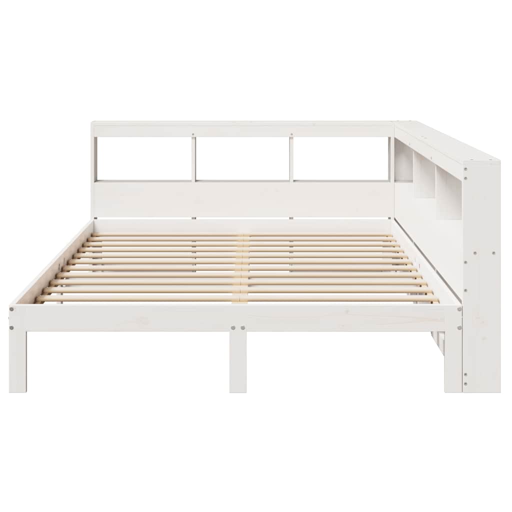 Cama com estante sem colchão 140x190 cm pinho maciço branco