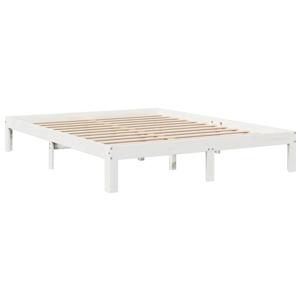 Cama com estante sem colchão 140x190 cm pinho maciço branco