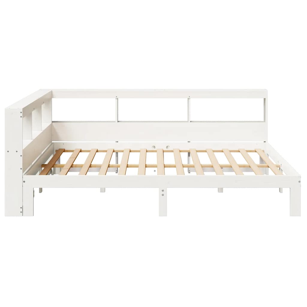 Cama com estante sem colchão 140x190 cm pinho maciço branco