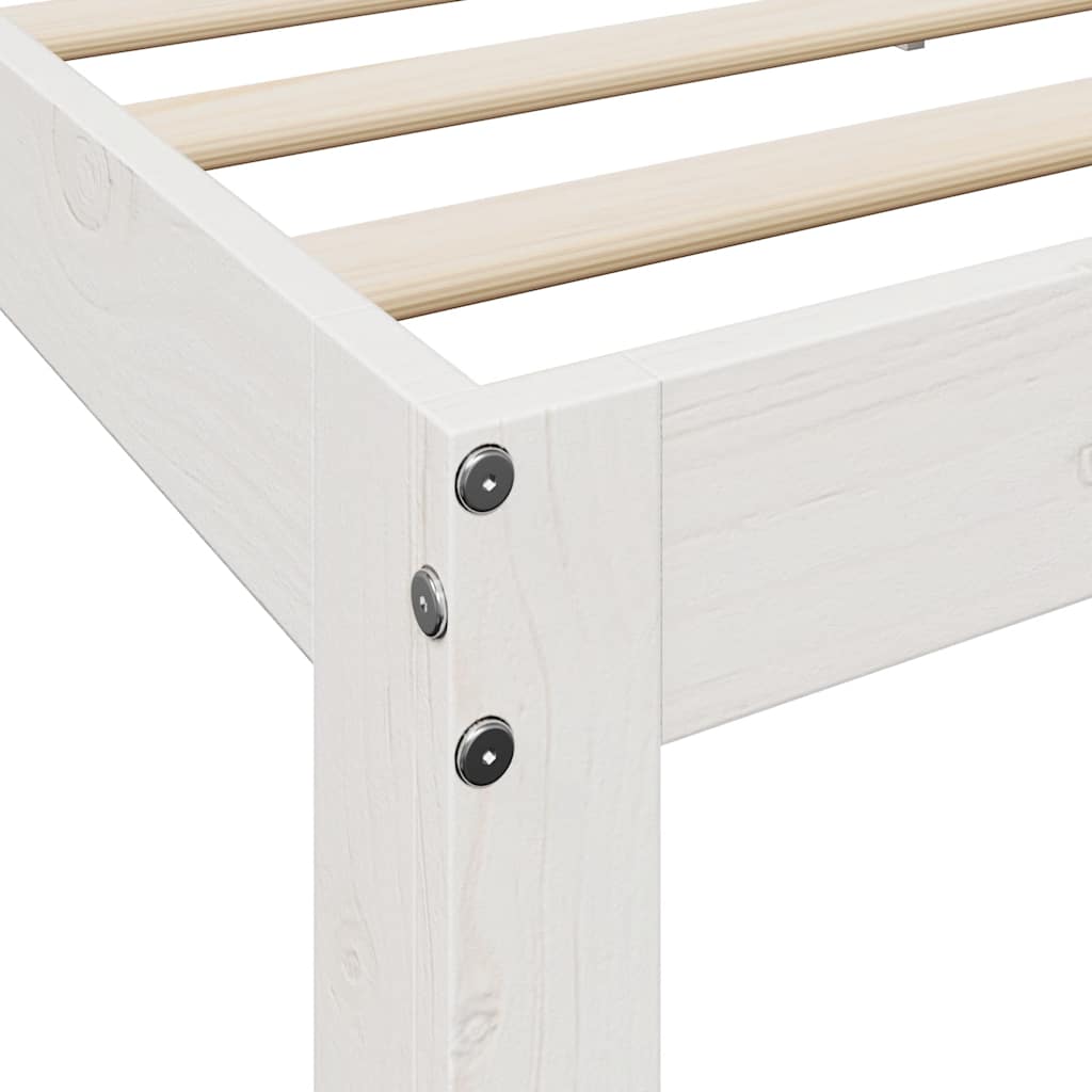 Cama com estante sem colchão 140x190 cm pinho maciço branco