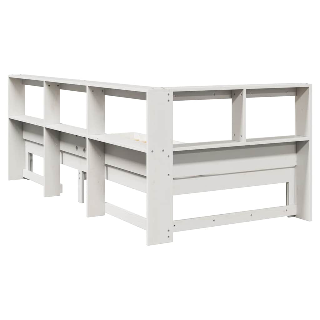 Cama com estante sem colchão 90x190 cm pinho maciço branco