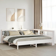 Cama com estante sem colchão 200x200 cm pinho maciço branco