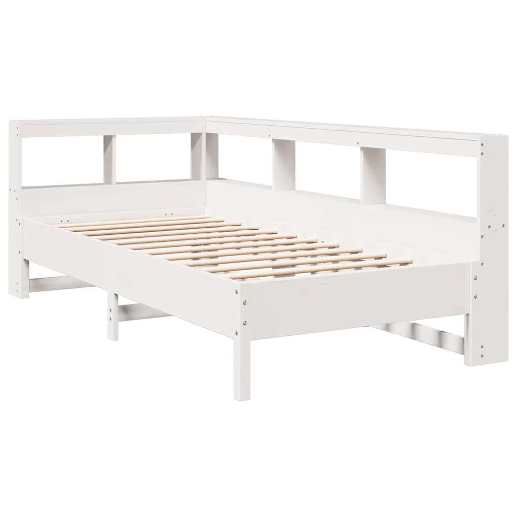 Cama com estante sem colchão 100x200 cm pinho maciço branco