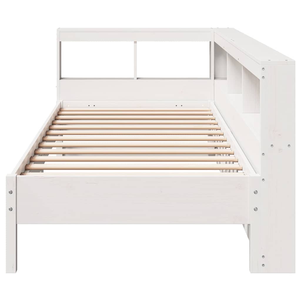Cama com estante sem colchão 100x200 cm pinho maciço branco