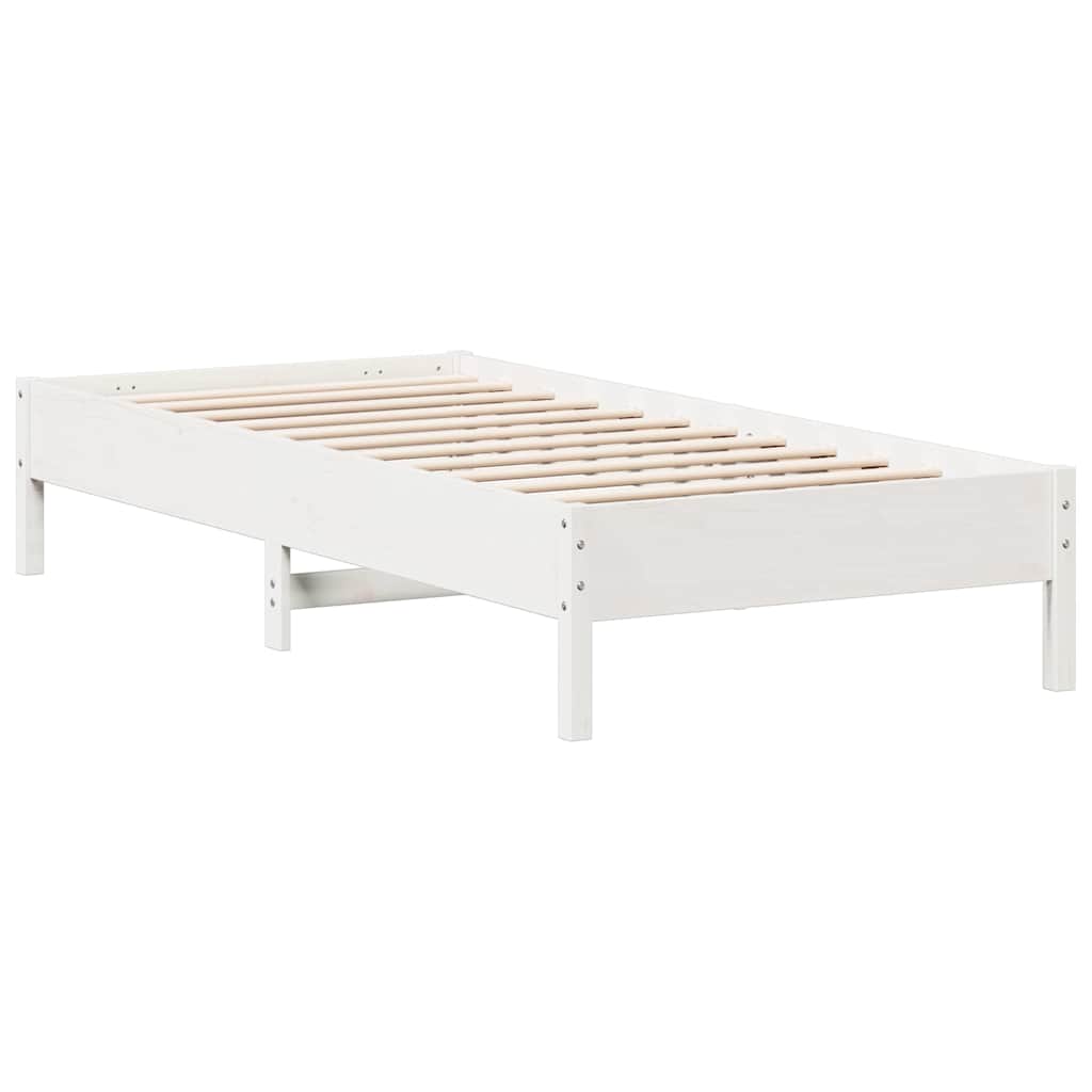 Cama com estante sem colchão 100x200 cm pinho maciço branco