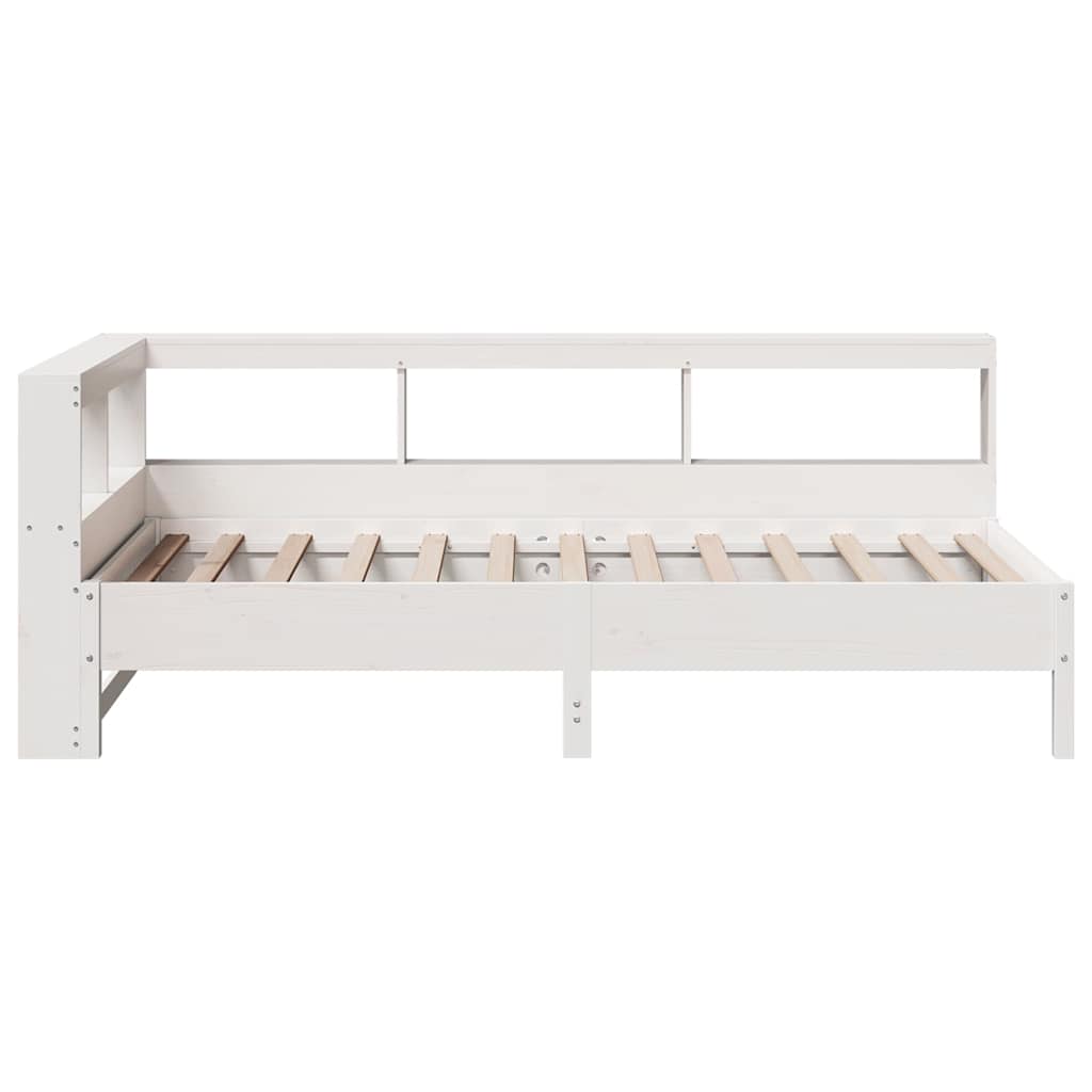 Cama com estante sem colchão 100x200 cm pinho maciço branco