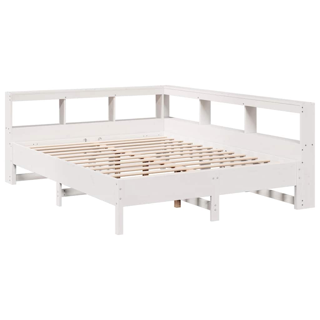 Cama com estante sem colchão 140x190 cm pinho maciço branco