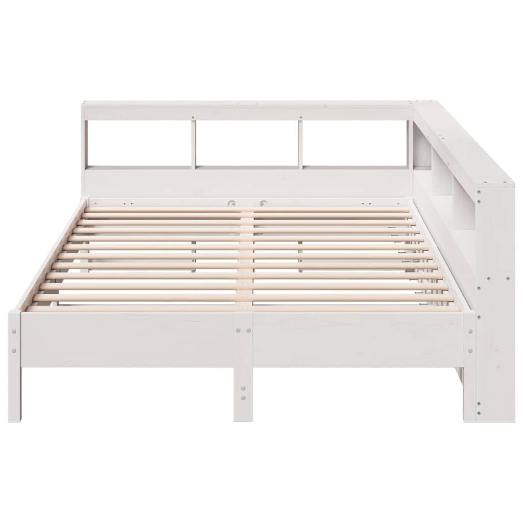 Cama com estante sem colchão 140x190 cm pinho maciço branco