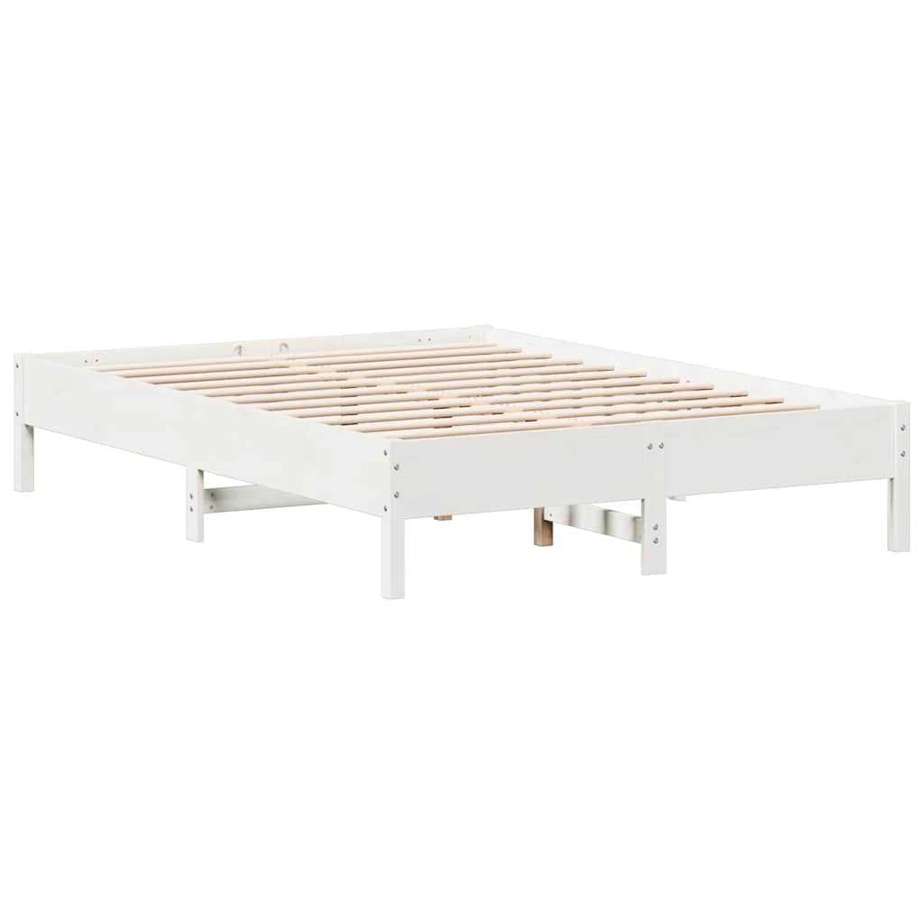 Cama com estante sem colchão 140x190 cm pinho maciço branco