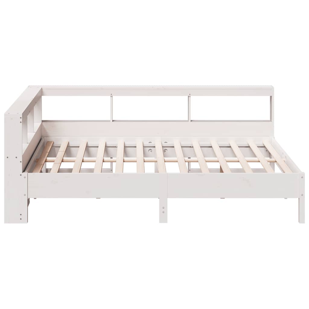 Cama com estante sem colchão 140x190 cm pinho maciço branco