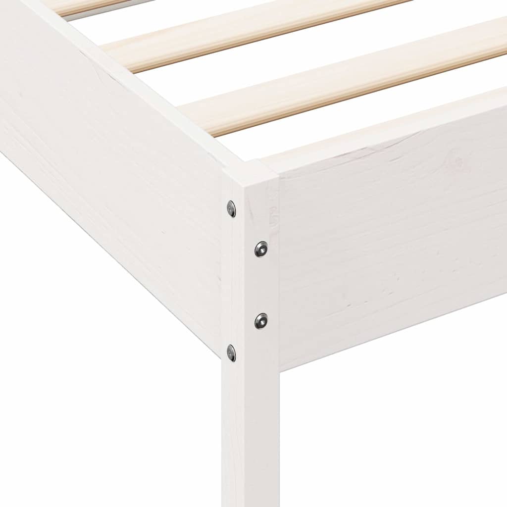 Cama com estante sem colchão 140x190 cm pinho maciço branco