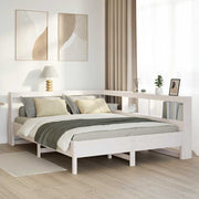 Cama com estante sem colchão 140x190 cm pinho maciço branco