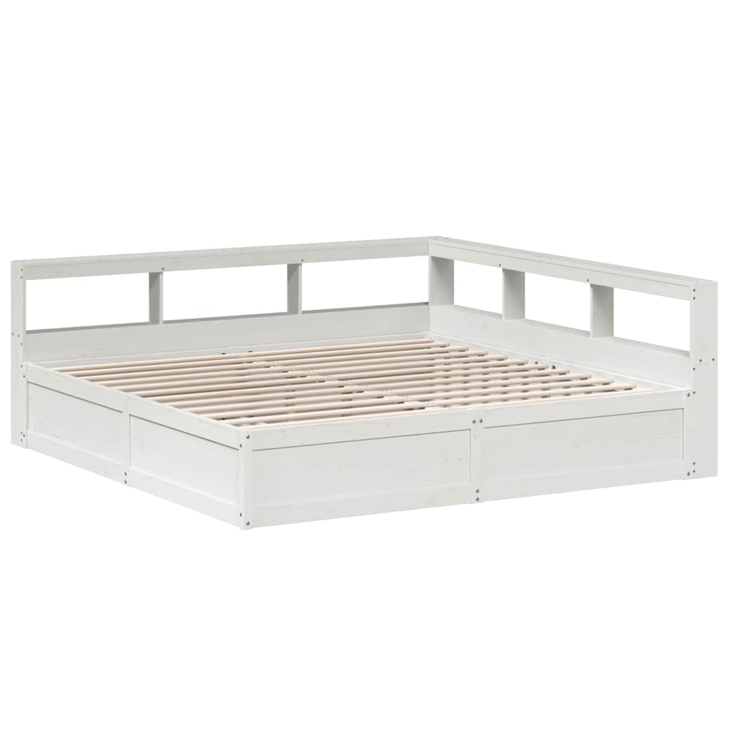 Cama com estante sem colchão 200x200 cm pinho maciço branco
