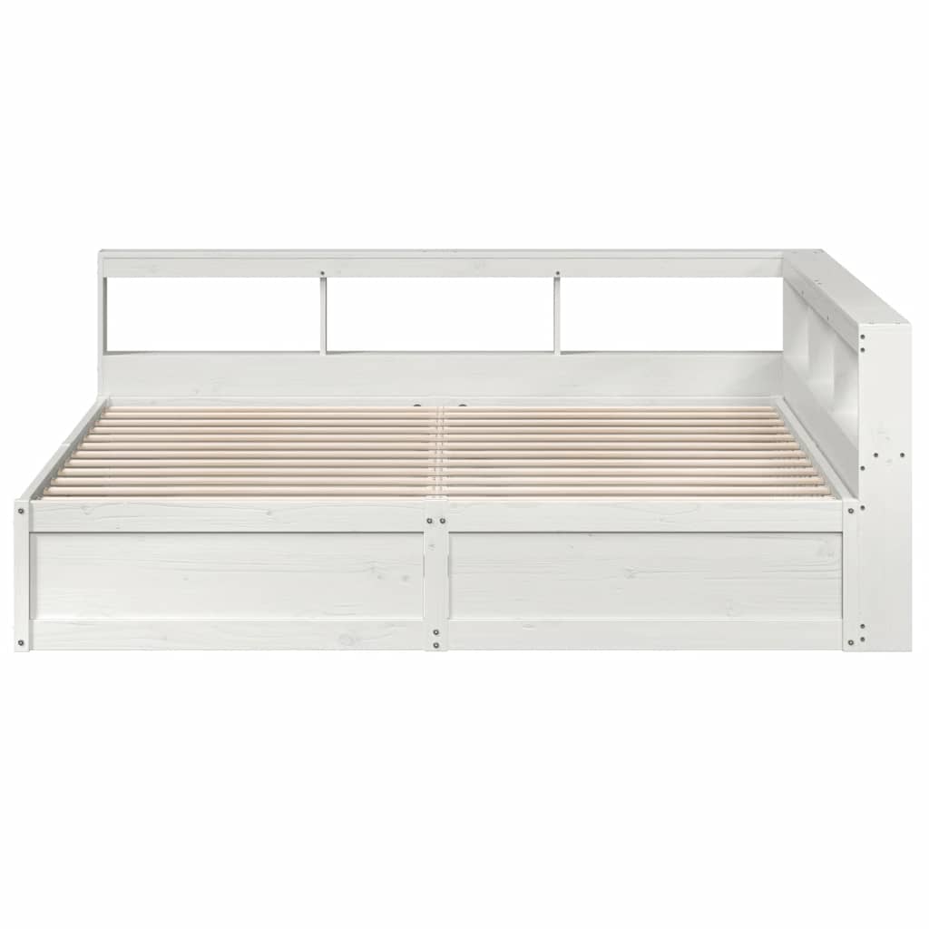 Cama com estante sem colchão 200x200 cm pinho maciço branco