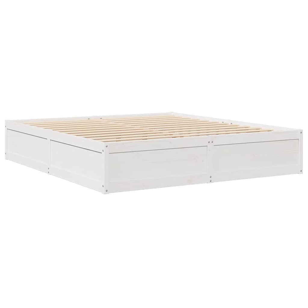 Cama com estante sem colchão 200x200 cm pinho maciço branco