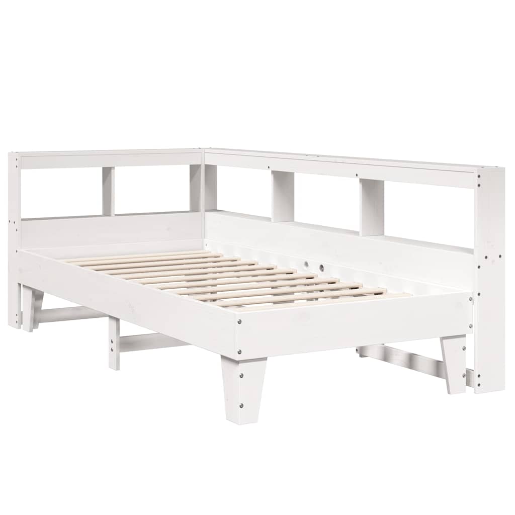 Cama com estante sem colchão 100x200 cm pinho maciço branco
