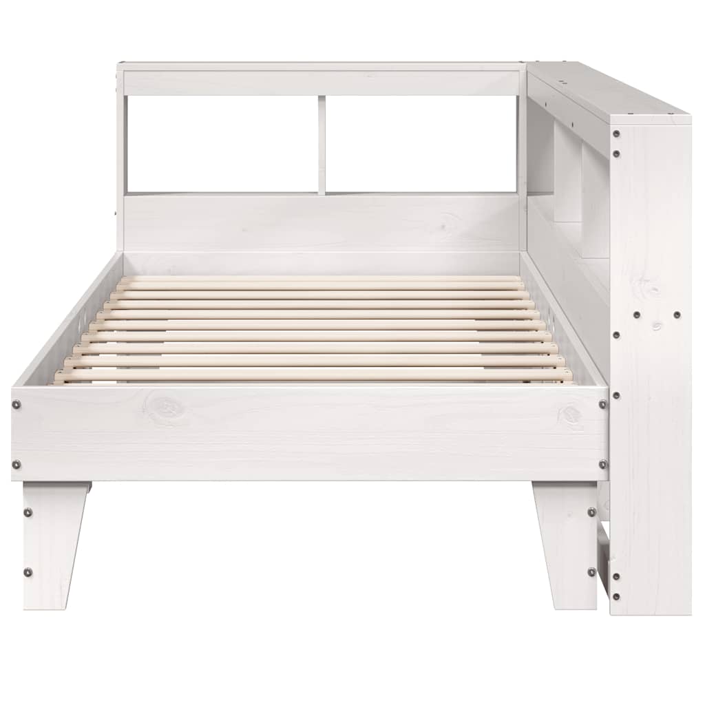 Cama com estante sem colchão 100x200 cm pinho maciço branco