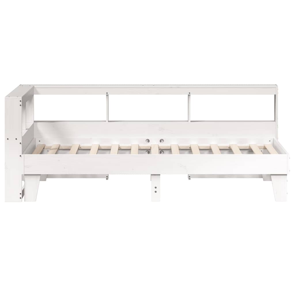 Cama com estante sem colchão 100x200 cm pinho maciço branco