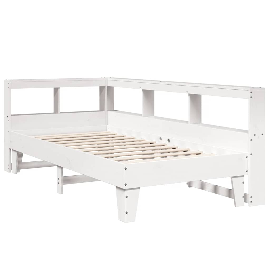 Cama com estante sem colchão 90x190 cm pinho maciço branco