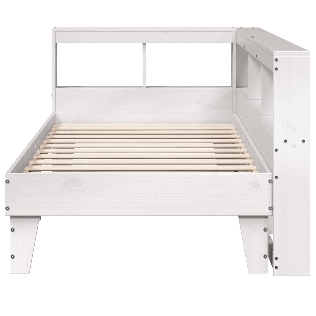 Cama com estante sem colchão 90x190 cm pinho maciço branco