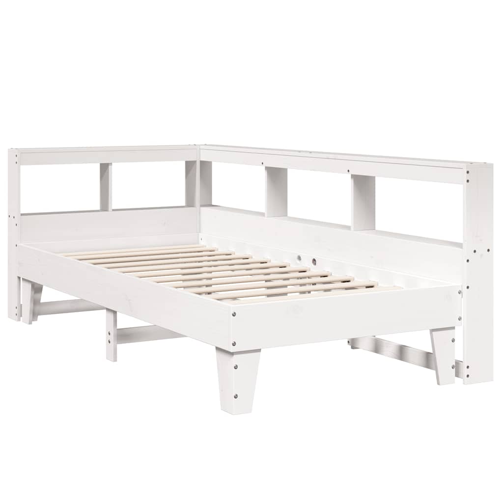 Cama com estante sem colchão 75x190 cm pinho maciço branco