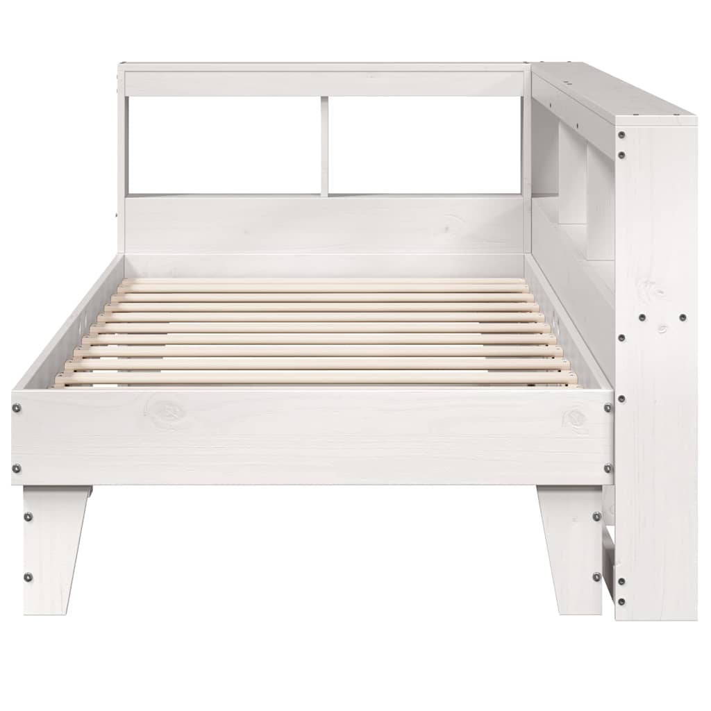 Cama com estante sem colchão 75x190 cm pinho maciço branco
