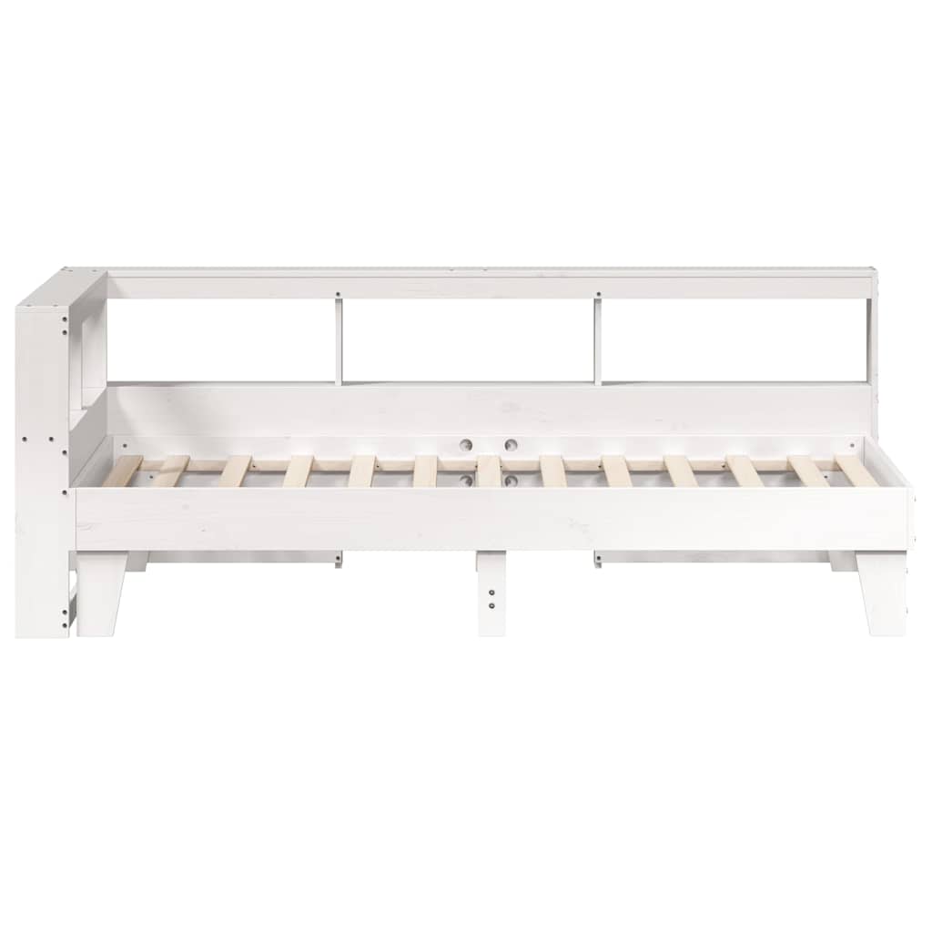 Cama com estante sem colchão 75x190 cm pinho maciço branco