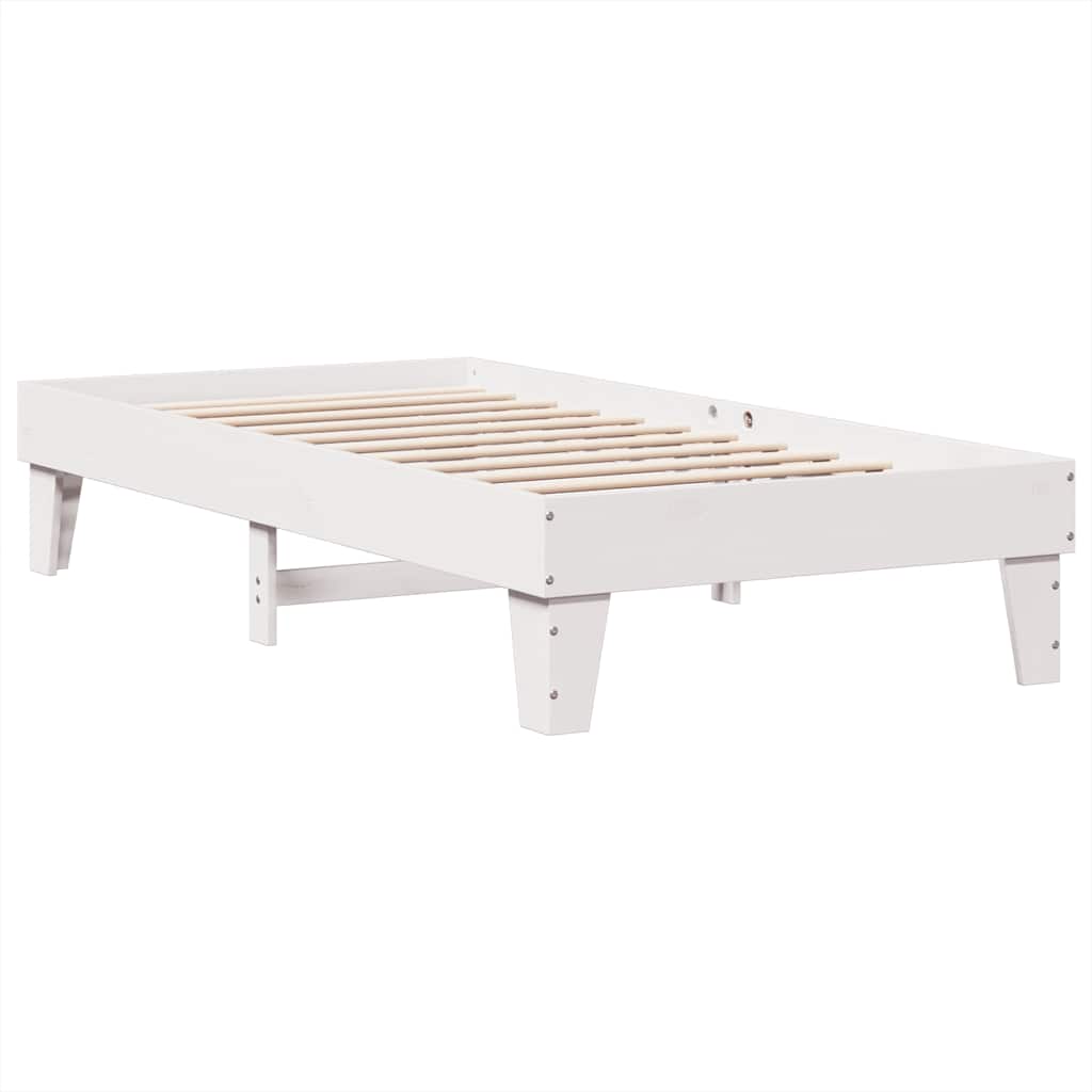 Cama com estante sem colchão 75x190 cm pinho maciço branco