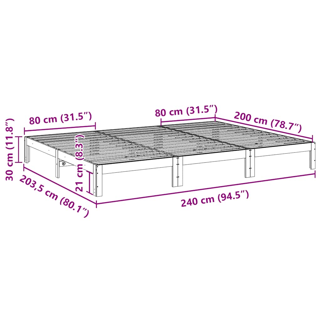 Estrutura de cama familiar sem colchão branco 240x200 cm
