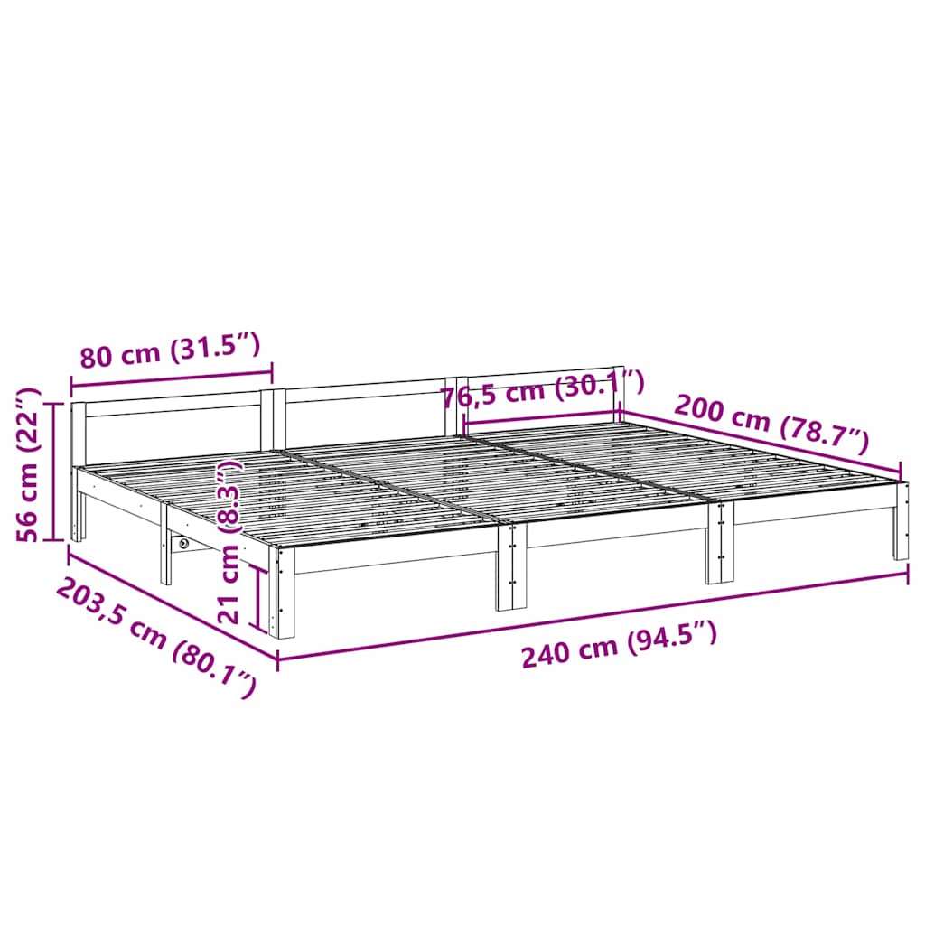 Estrutura de cama familiar sem colchão branco 240x200 cm