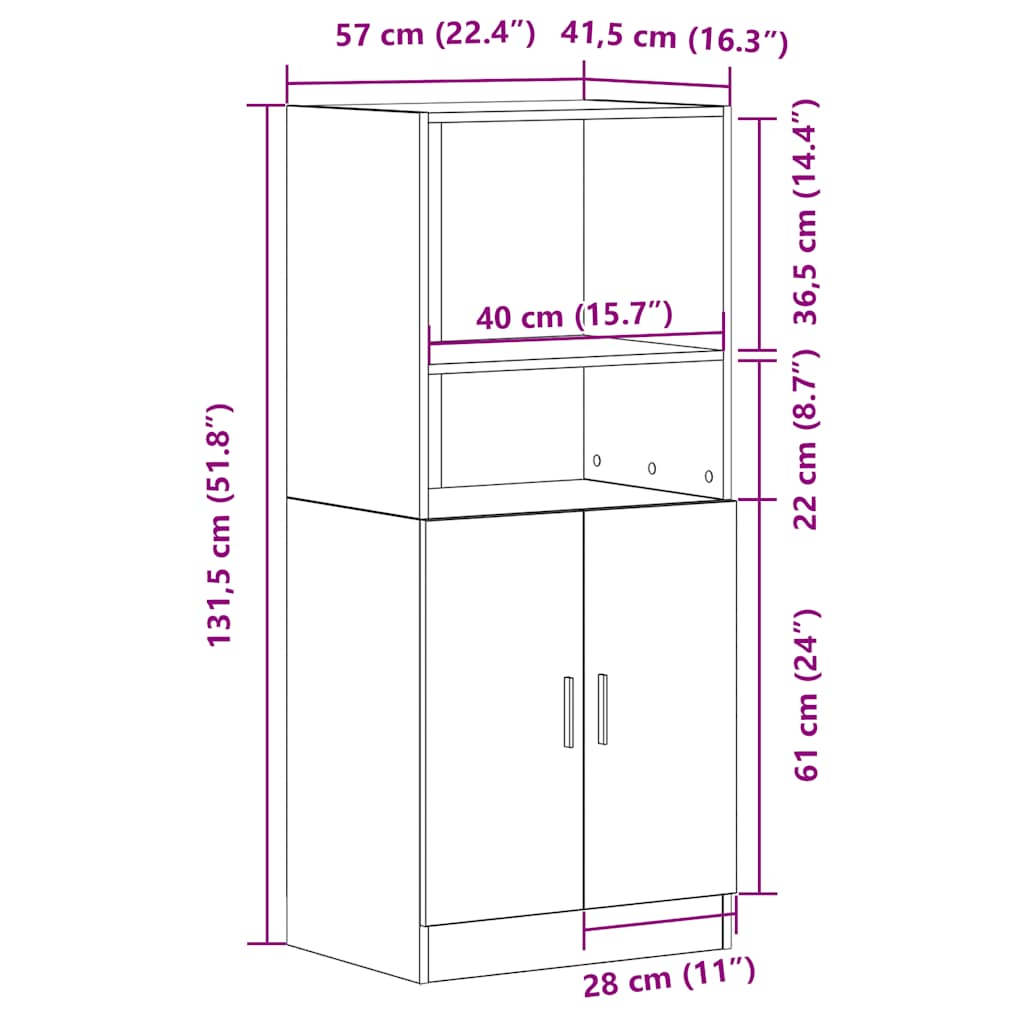 Armário de cozinha derivados de madeira cinzento sonoma