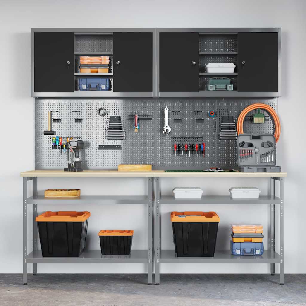 Conjunto de bancada de trabalho Ajustável 8 pcs Cinzeto Aço