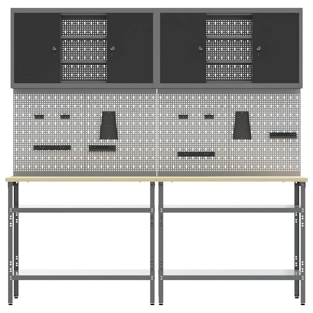 Conjunto de bancada de trabalho Ajustável 8 pcs Cinzeto Aço