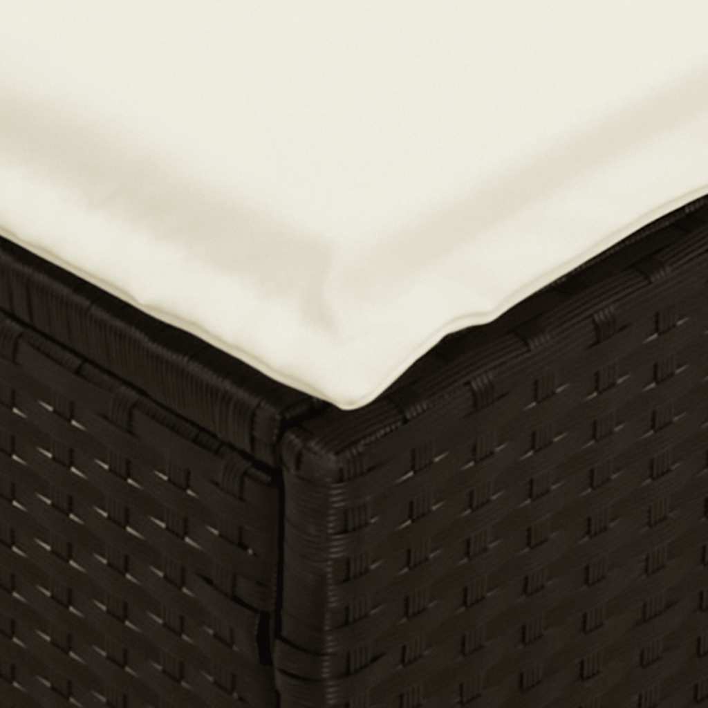 4 pcs conjunto de jardim p/ jardim c/ almofadões vime PE preto