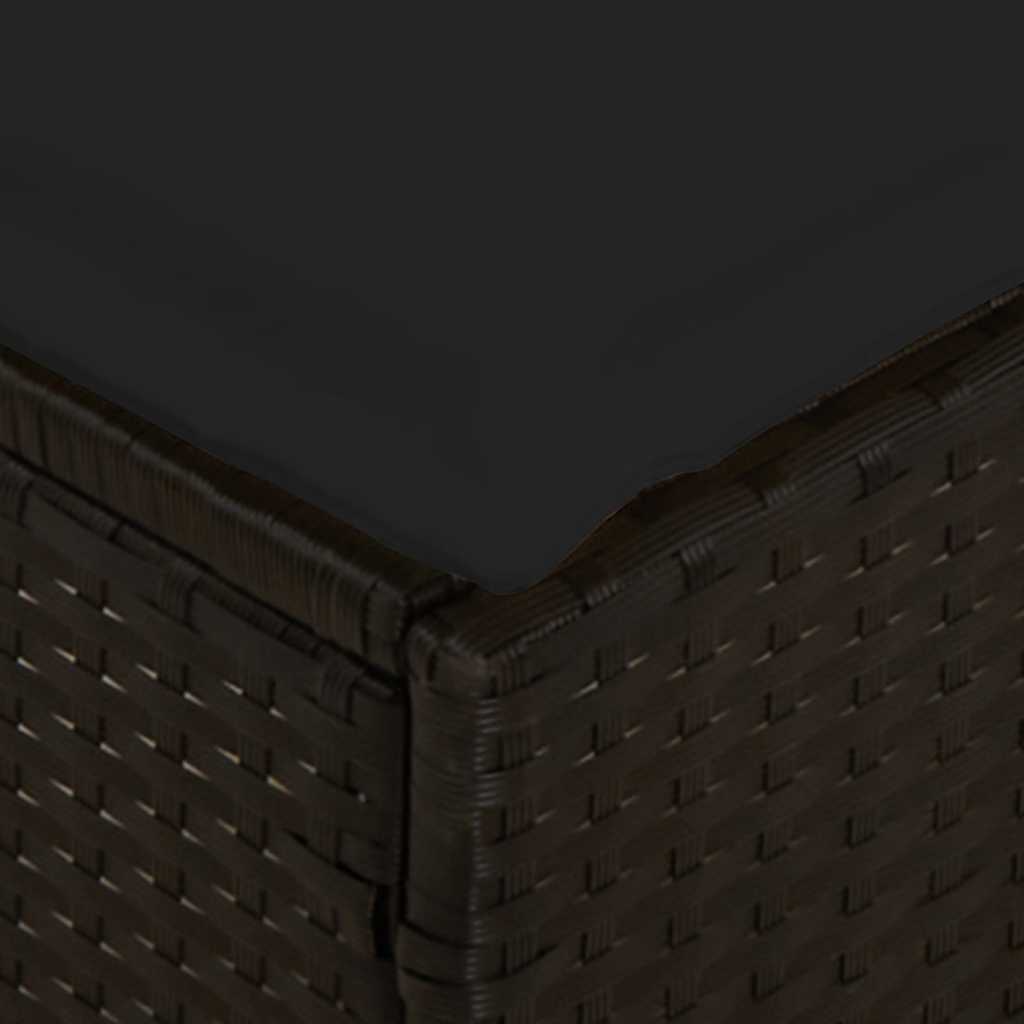 4 pcs conjunto de jardim p/ jardim c/ almofadões vime PE preto