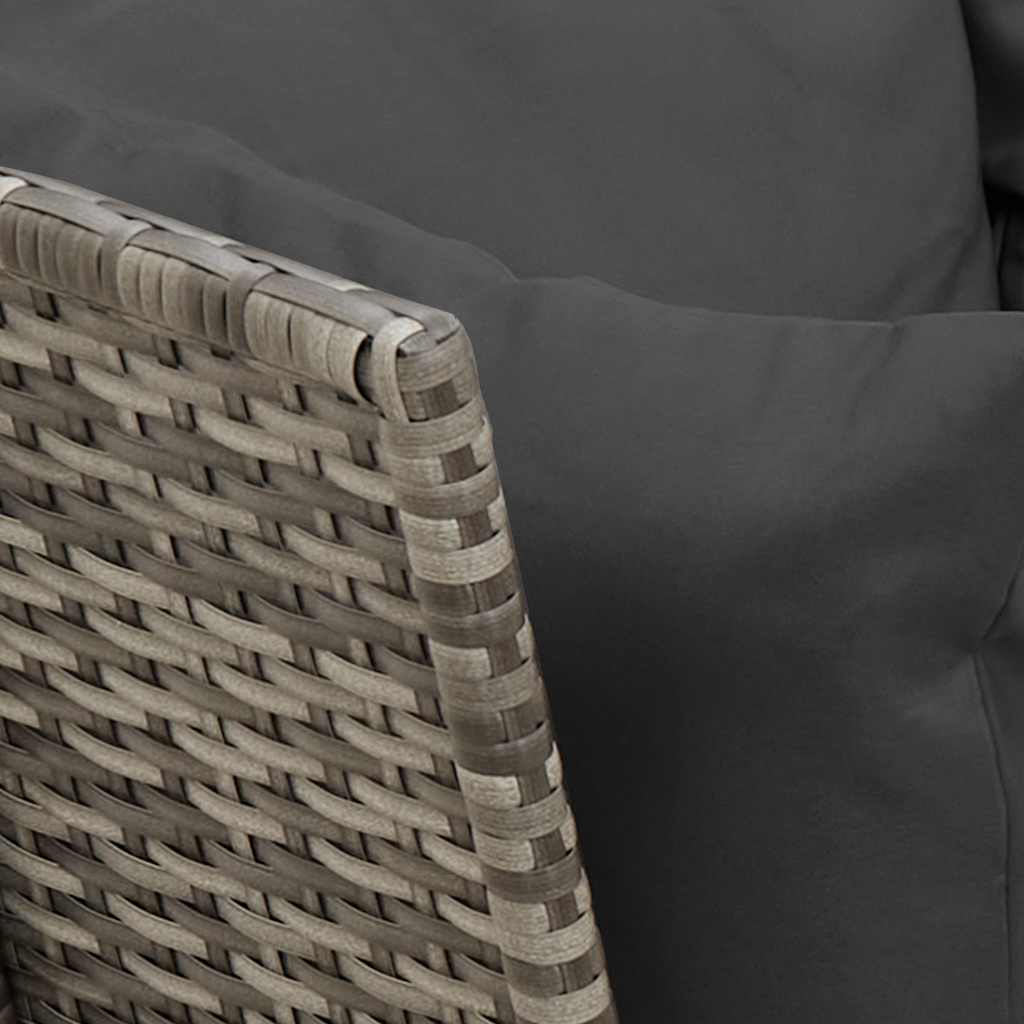 4 pcs conjunto de jantar p/ jardim c/ almofadões vime PE cinza