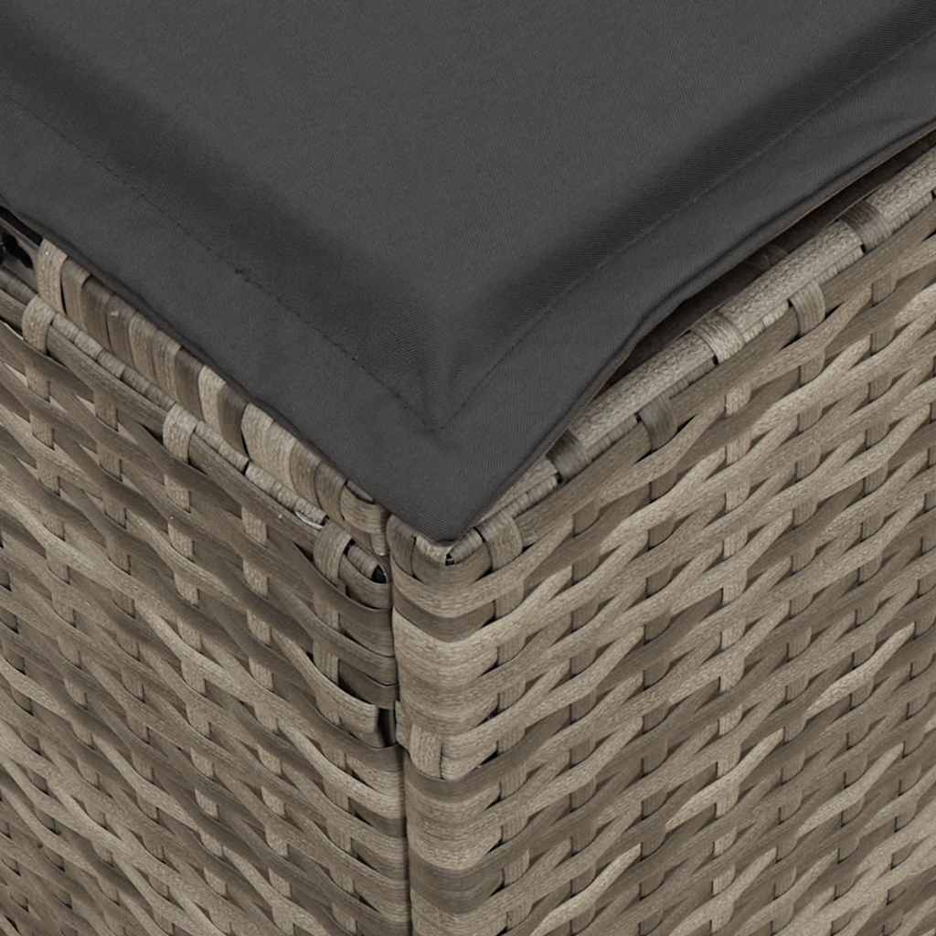 4 pcs conjunto de jantar p/ jardim c/ almofadões vime PE cinza