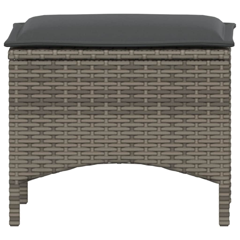 3 pcs conjunto de jantar p/ jardim c/ almofadões vime PE cinza