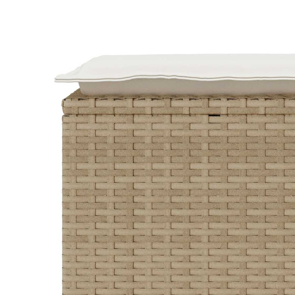 Banco de jardim com almofadão 110x40x44 cm vime PE bege