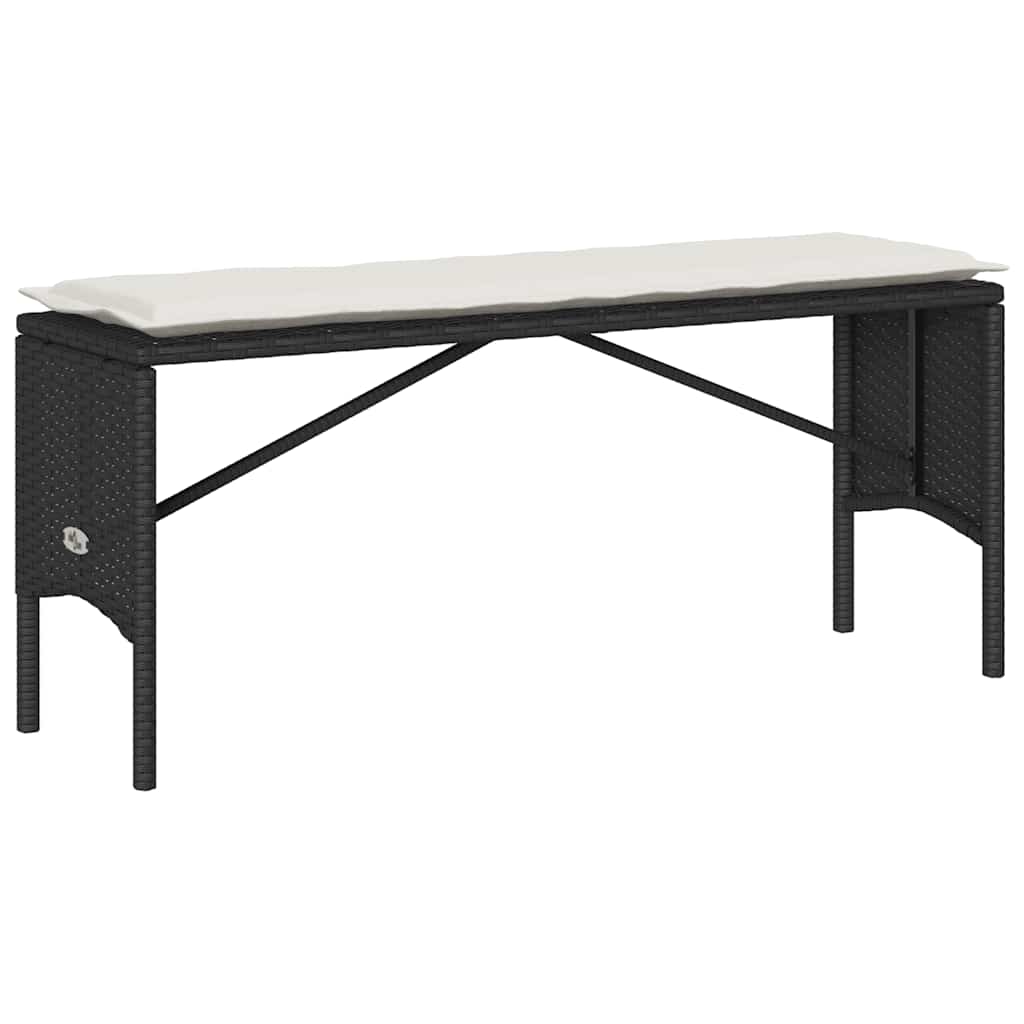 3 pcs conjunto de jantar p/ jardim c/ almofadões vime PE preto