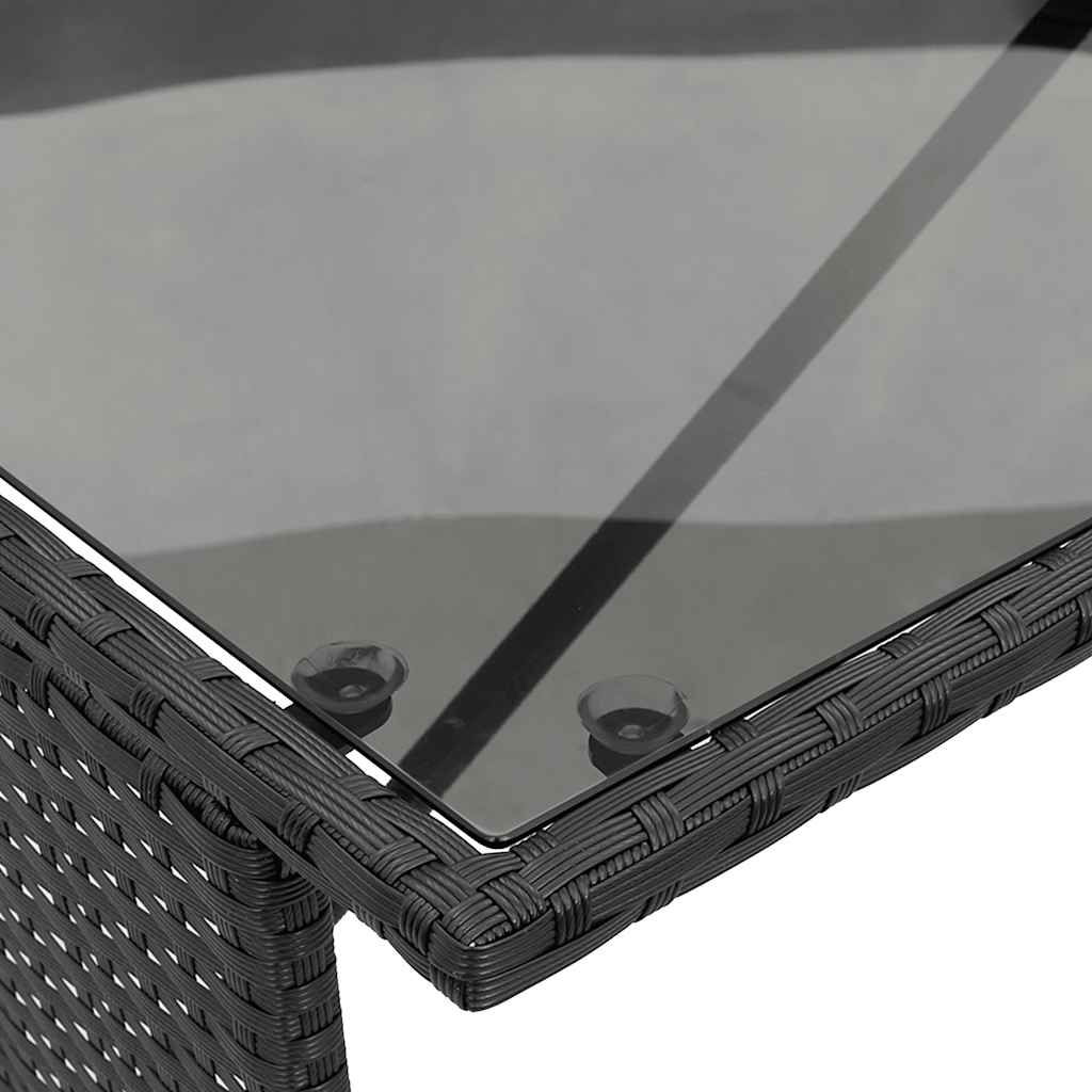 3 pcs conjunto de jantar p/ jardim c/ almofadões vime PE preto