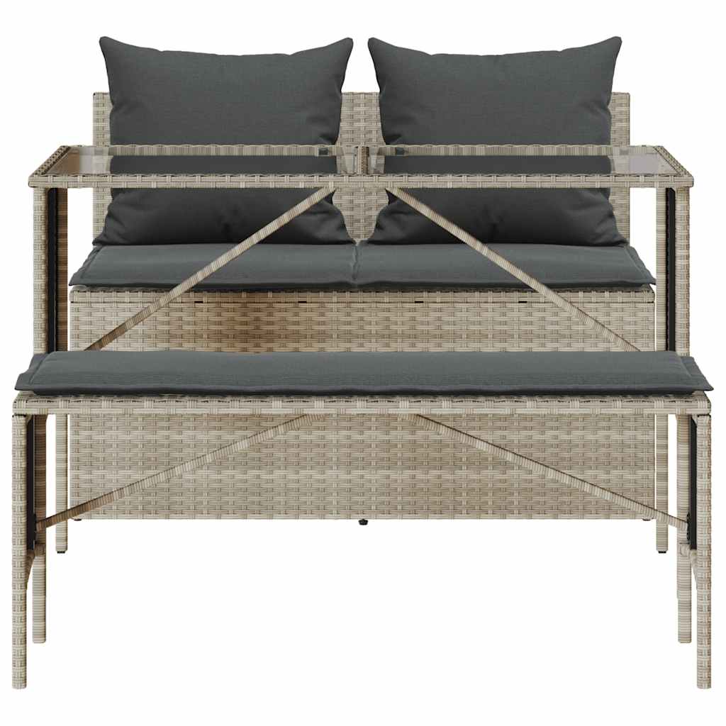 3 pcs conjunto de jantar p/ jardim c/ almofadões cinzento claro