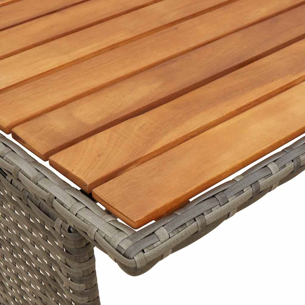 3 pcs conjunto de jantar p/ jardim c/ almofadões vime PE cinza